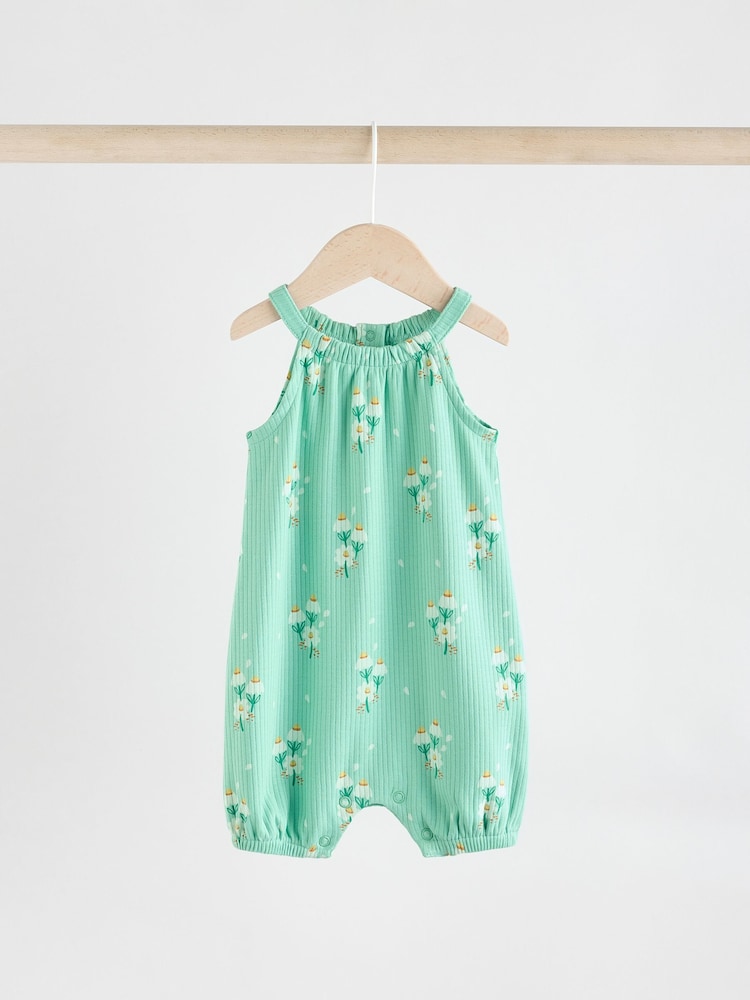 Multi Colour Floral Baby Strappy Rompers 3 Pack - Image 3 of 12