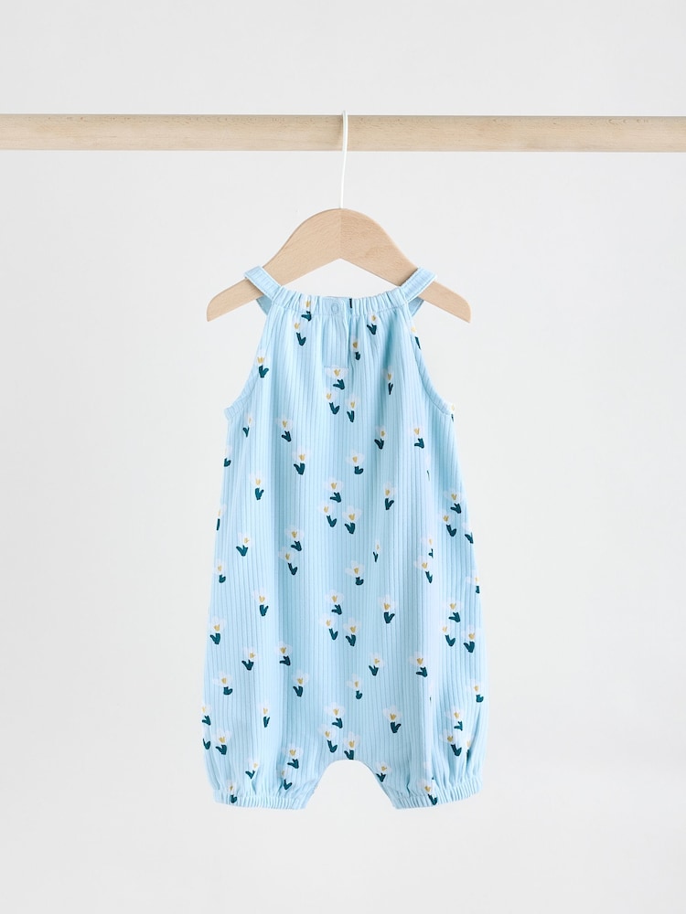Multi Colour Floral Baby Strappy Rompers 3 Pack - Image 6 of 12