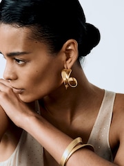 Reiss Gold Tone Savanna Sculptural Curve Hoop Earrings - Image 1 of 4