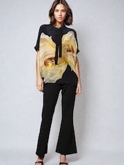 Religion Yellow Oversized Hidden Blouse With Large Floral Placement Print - Image 4 of 6