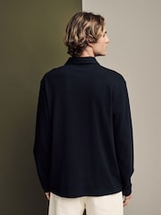 Black Heavyweight Long Sleeve Polo Shirt - Image 3 of 7