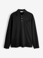 Black Heavyweight Long Sleeve Polo Shirt - Image 5 of 7