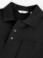 Black Heavyweight Long Sleeve Polo Shirt - Image 6 of 7