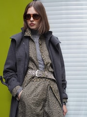 Religion Green 100% Cotton Energy Shirt Jacket in Mixed Leopard Spot Print With Zip Closure - Image 2 of 9