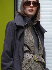 Religion Green 100% Cotton Energy Shirt Jacket in Mixed Leopard Spot Print With Zip Closure - Image 3 of 9