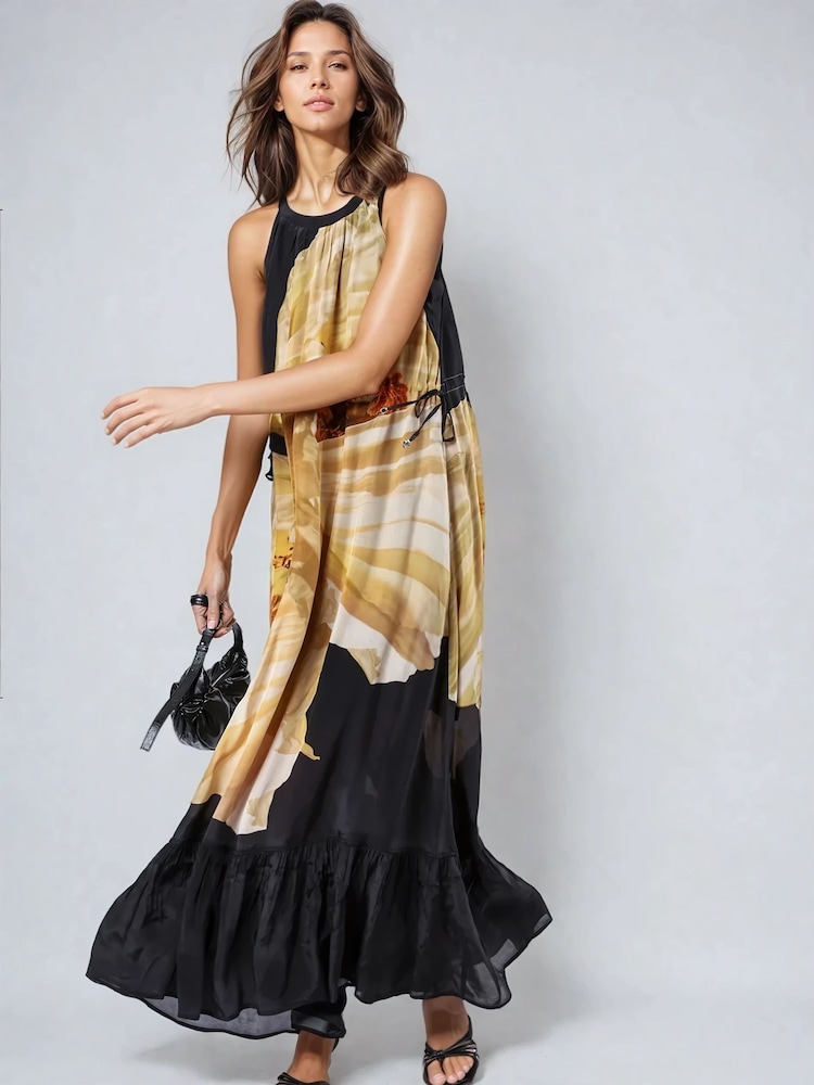 Gelb - Religion Halterneck Maxi Dress With Large Floral Placement Print in Cupro - Bild 7 von 7 Gelb - Religion Halterneck Maxi Dress With Large Floral Placement Print in Cupro - Bild 7 von 7