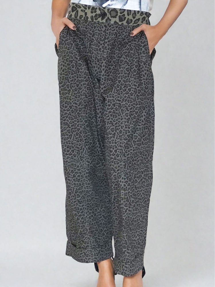 Pantalones de pernera ancha Energy 100% algodón con estampado de leopardo y cintura elástica de Religion - Imagen 2 de 6 Pantalones de pernera ancha Energy 100% algodón con estampado de leopardo y cintura elástica de Religion - Imagen 2 de 6