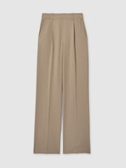 Reiss Mink Neutral Eden Petite Half-Elasticated Wide Leg Trousers - Image 2 of 7