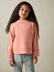 Reiss Pink Geo 4-9 yrs Wool-Blend Contrast Jumper - Image 1 of 4