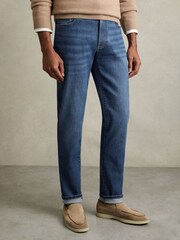 Reiss Mid Blue Wash Maddison Tapered Slim-Fit Jeans - Image 3 of 6