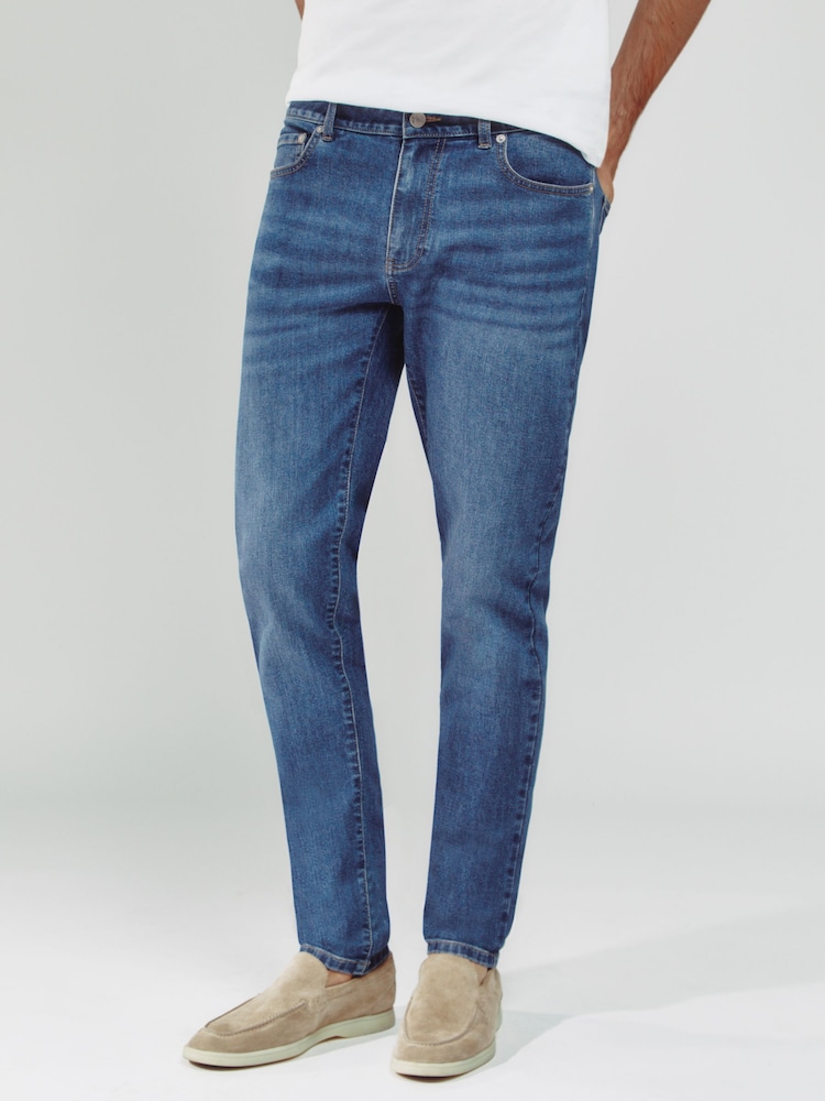 Buy Reiss Mid Blue Wash Maddison Tapered Slim-Fit Jeans from Next