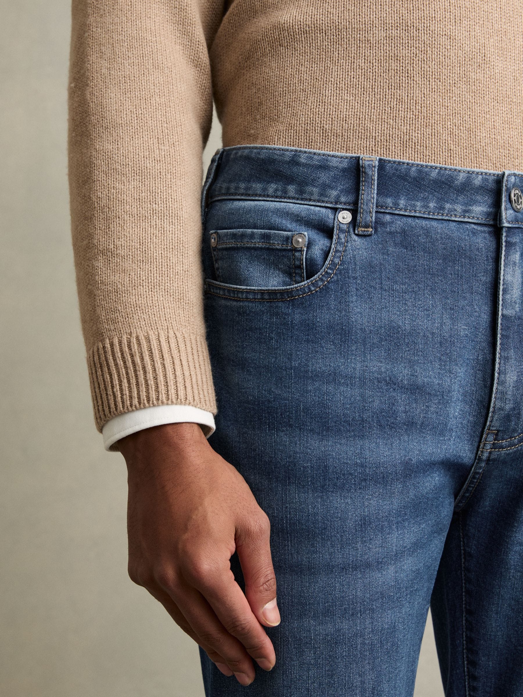 Buy Reiss Mid Blue Wash Maddison Tapered Slim-Fit Jeans from the Next UK  online shop