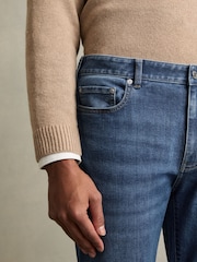 Reiss Mid Blue Wash Maddison Tapered Slim-Fit Jeans - Image 4 of 6