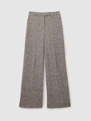 Reiss Grey Belle Petite Textured Wool Blend Wide Leg Suit Trousers - Image 2 of 7