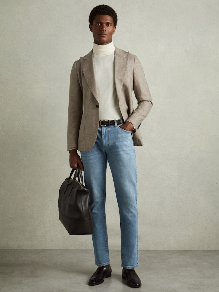 Reiss Light Blue Wash Picton Cotton-Stretch Slim-Fit Jeans - Image 1 of 6
