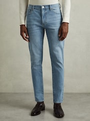 Reiss Light Blue Wash Picton Cotton-Stretch Slim-Fit Jeans - Image 3 of 6