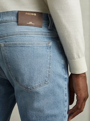 Reiss Light Blue Wash Picton Cotton-Stretch Slim-Fit Jeans - Image 4 of 6