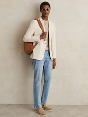 Hellblaue Waschung - Reiss Picton Slim-Fit-Jeans aus Baumwollstretch - Bild 7 von 8