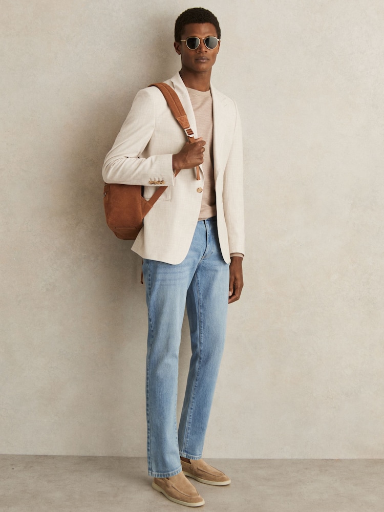 Reiss Light Blue Wash Picton Cotton-Stretch Slim-Fit Jeans - Image 7 of 7