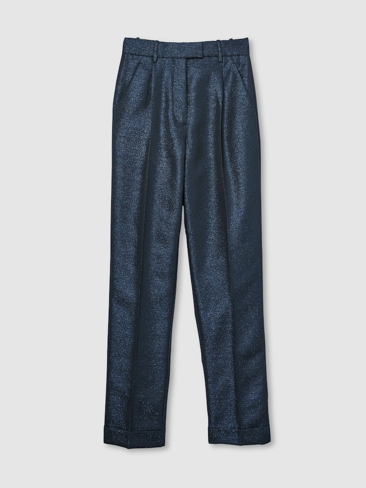 Reiss Navy Sienna Sparkle Tapered Trousers - Image 2 of 6