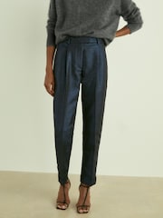 Reiss Navy Sienna Sparkle Tapered Trousers - Image 3 of 6