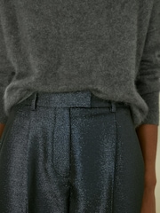 Reiss Navy Sienna Sparkle Tapered Trousers - Image 4 of 6