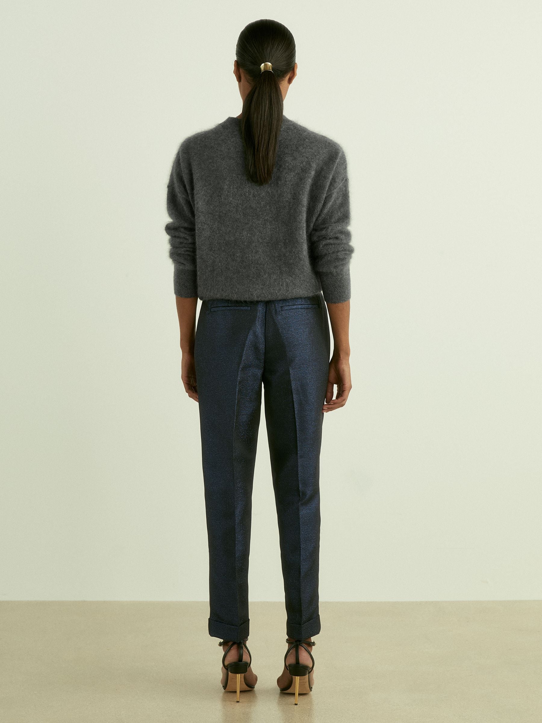 Buy Reiss Navy Sienna Sparkle Tapered Trousers from Next Canada