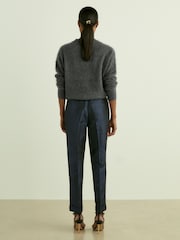 Reiss Navy Sienna Sparkle Tapered Trousers - Image 5 of 6