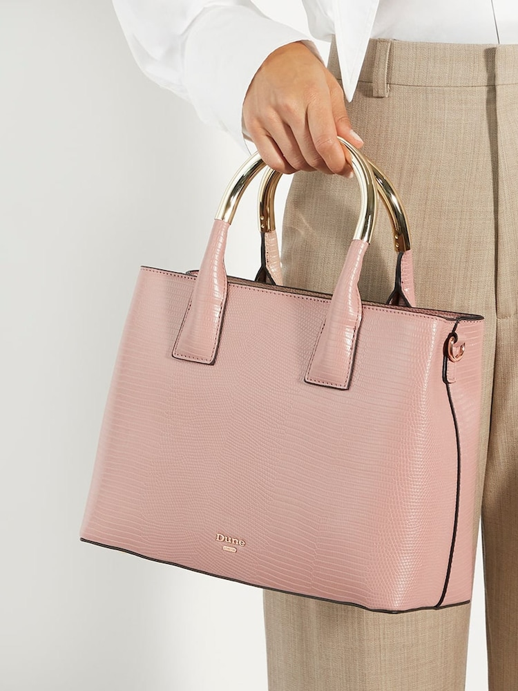 Dune London Pink Medium Metal Derrio Handle Tote Bag - Image 5 of 5