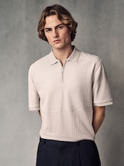 Neutral Regular Fit Smart Quarter Zip Polo Shirt - Image 4 of 8