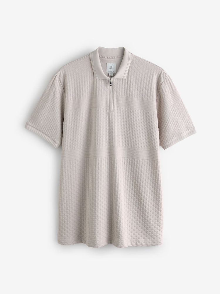 Neutral Regular Fit Smart Quarter Zip Polo Shirt - Image 6 of 8