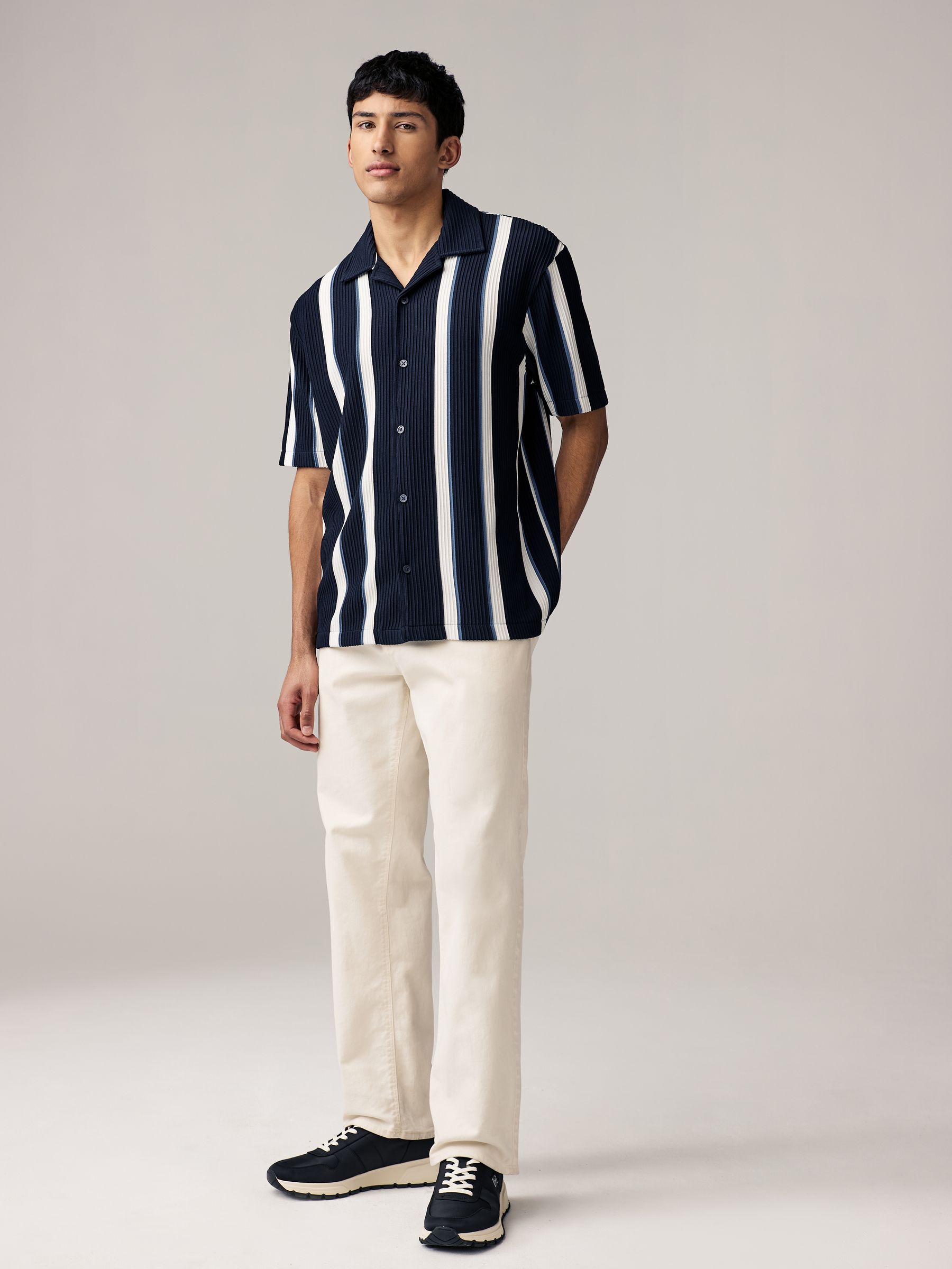 Buy Navy/White Textured Stripe Jersey Shirt from Next USA