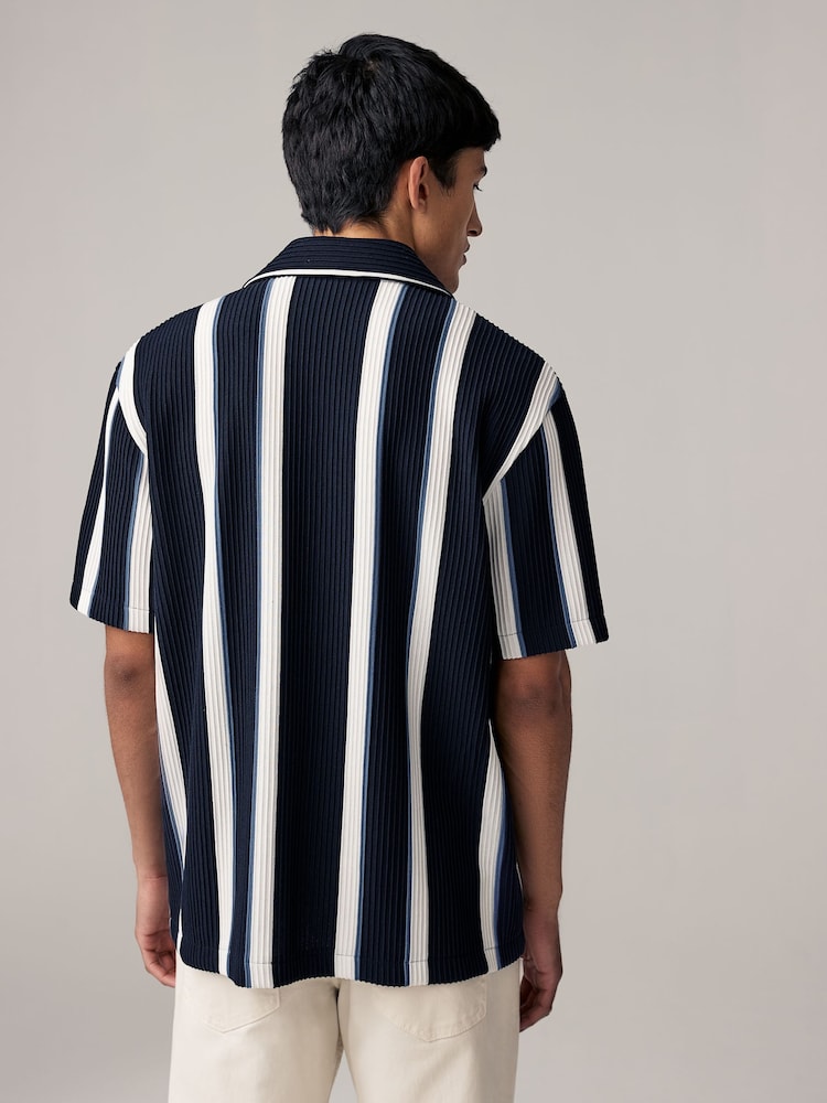 Marine/Blanc - Chemises en jersey Rayure texturé - Image 4 of 7