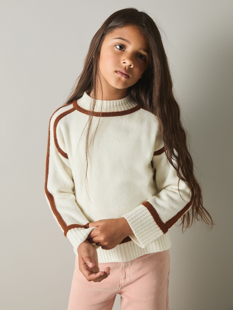Reiss Ivory Geo 4-9 yrs Wool-Blend Contrast Jumper - Image 1 of 4