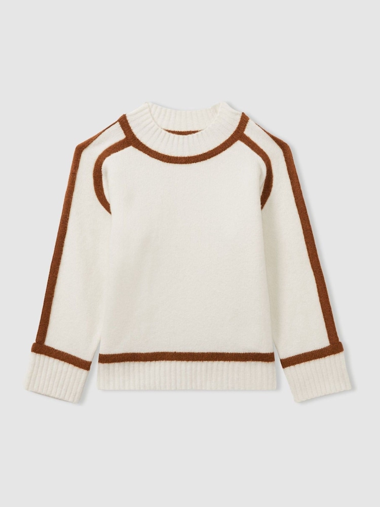 Reiss Ivory Geo 4-9 yrs Wool-Blend Contrast Jumper - Image 2 of 4