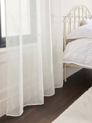 White Bow Appliqué Voile Eyelet Sheer Panel Unlined Curtains - Image 2 of 4