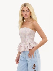 LOAVIES Silver Shine Scene Lilac Strapless Top With Silver Detailing - Image 4 of 4