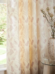 Cream/Pink Country Luxe Floral Print Embroidered Eyelet Lined Curtains - Image 4 of 5