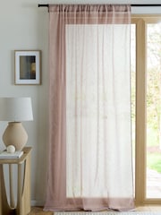 Pink Linen Look Slot Top Voile Unlined Sheer Panel Curtain - Image 1 of 4