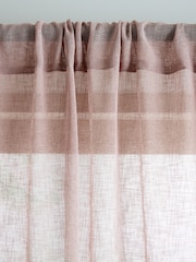Pink Linen Look Slot Top Voile Unlined Sheer Panel Curtain - Image 3 of 4