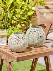 Sage Green Set of 2 Solar Filigree Lanterns - Image 1 of 5