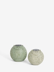 Sage Green Set of 2 Solar Filigree Lanterns - Image 5 of 5