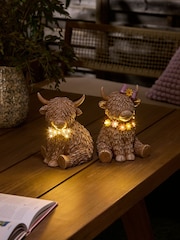 Set of 2 Natural Hamish the Cow Outdoor Solar Light - Image 1 of 7