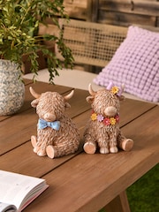 Set of 2 Natural Hamish the Cow Outdoor Solar Light - Image 2 of 7