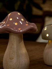 Set of 2 Sage Green Ceramic Mushrooms Outdoor Solar Light - Image 3 of 5