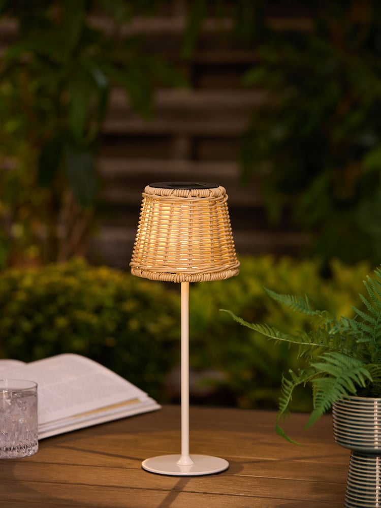 Natural Rattan effect Solar Outdoor Table Lamp - Image 1 of 5