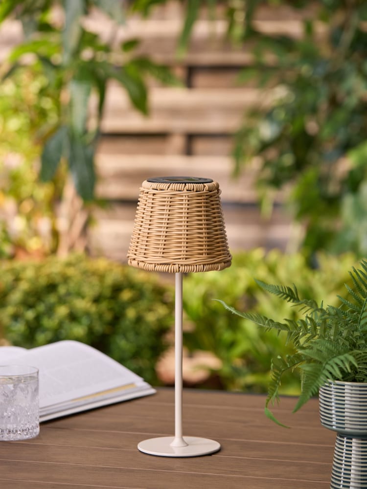 Natural Rattan effect Solar Outdoor Table Lamp - Image 2 of 5