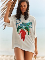 White Red Chilli Pepper Graphic Short Sleeve 100% Cotton T-Shirt - Image 1 of 5