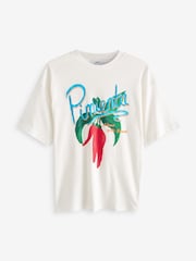 White Red Chilli Pepper Graphic Short Sleeve 100% Cotton T-Shirt - Image 4 of 5