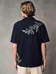 Black/White Embroidery Graphic Jersey Shirt - Image 3 of 8